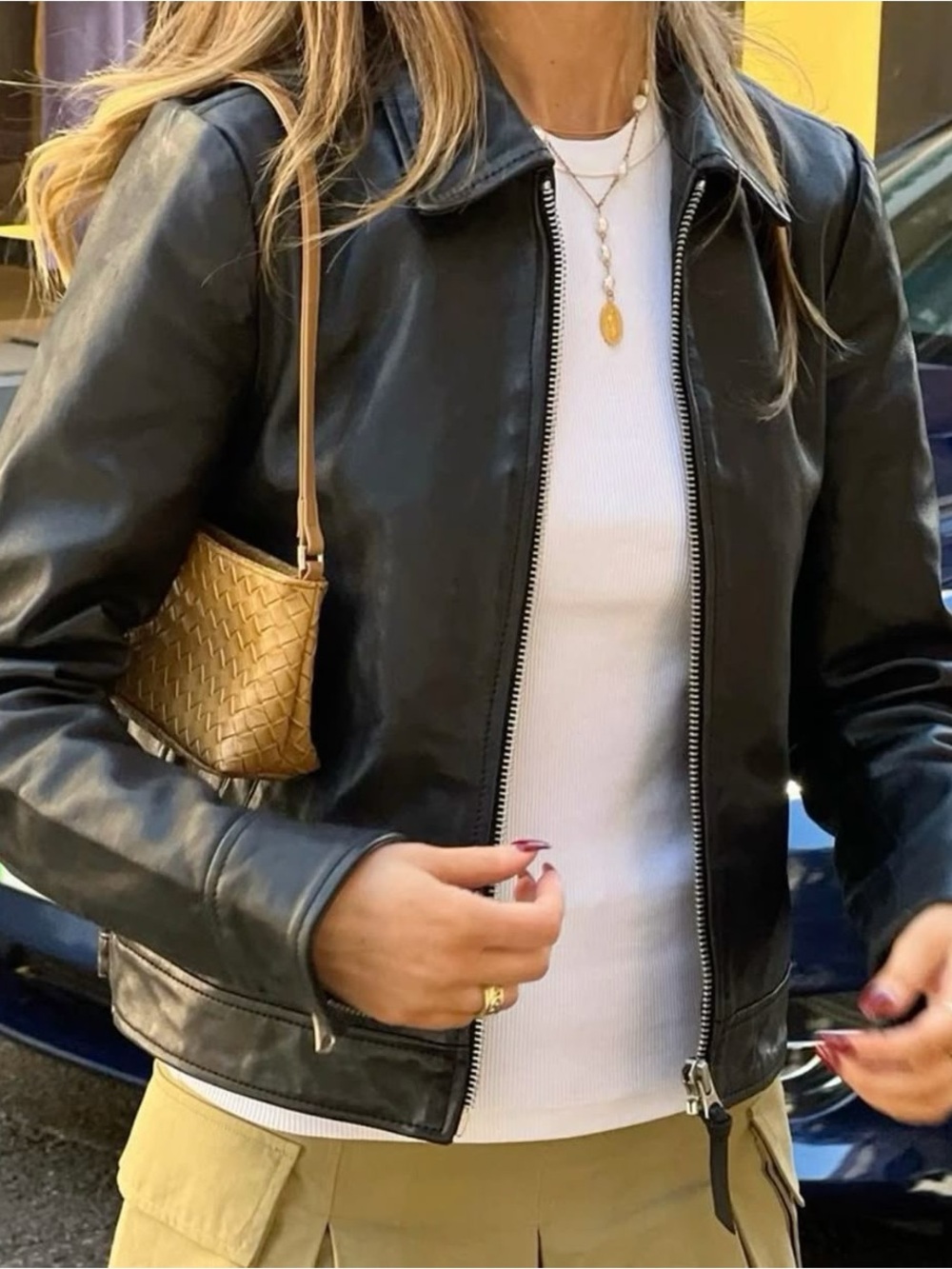 Clio Petites Black Women's Leather Zip Jacket